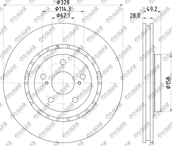 Диск тормозной TG-43512-0E040/RN1443V левый *Ti•GUAR (перфорированный)